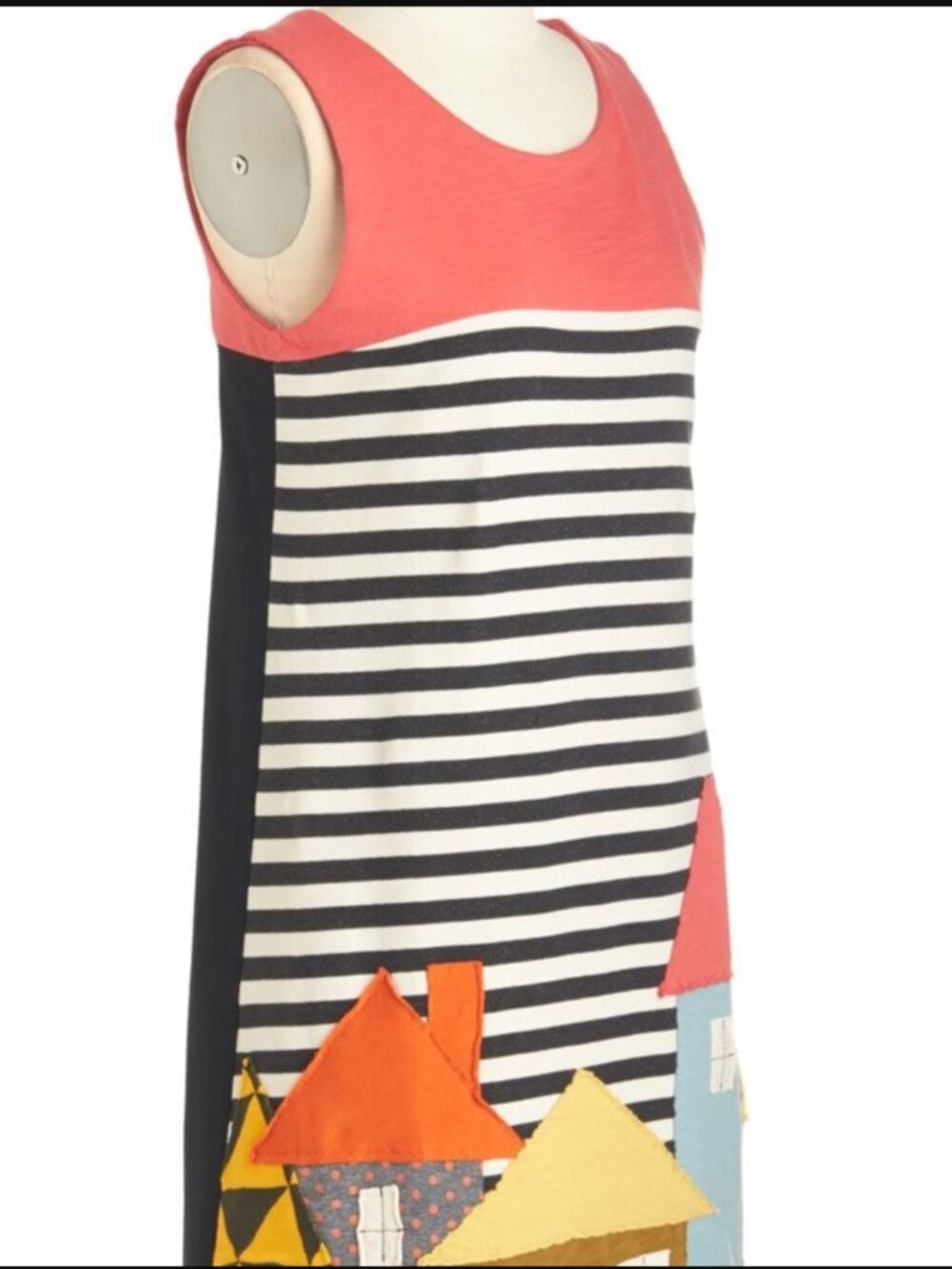 Modcloth x HEEL Athens Lab Cityscape Cloth Fabric Appliqué Dress Organic Cotton